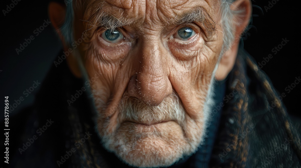 Time-Worn Wisdom: Intense Gaze of an Elderly Man Time-Worn Wisdom: Intense Gaze of an Elderly Man