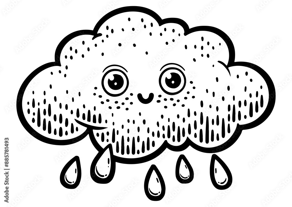 cartoon funny cloud with rain sketch engraving PNG illustration. Scratch board imitation. Black and white hand drawn image. cartoon funny cloud with rain sketch engraving PNG illustration. Scratch board imitation. Black and white hand drawn image.