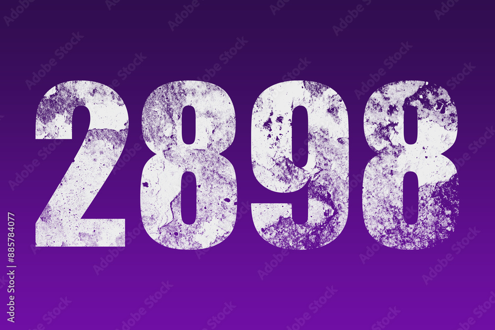 flat white grunge number of 2898 on purple background. flat white grunge number of 2898 on purple background.