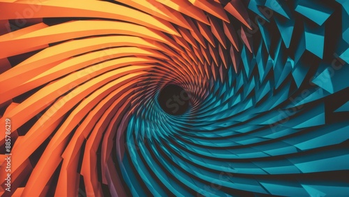 A colorful abstract image of a spiral with orange and blue colors, AI