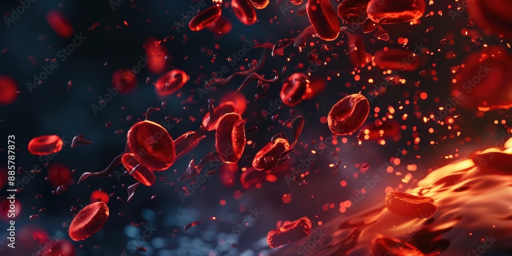 High-magnification image of blood cells showing cellular structure and morphology High-magnification image of blood cells showing cellular structure and morphology