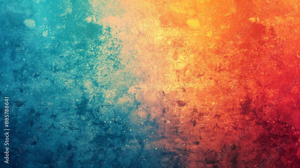 Fototapeta premium Granular gradient background Teal Orange Red Blue Retro Noise texture Summer banner poster background design