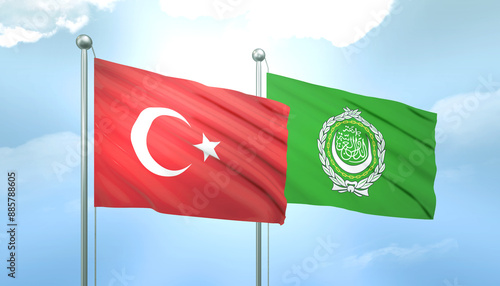 Turkey and Arab League Flag Together A Concept of Relations