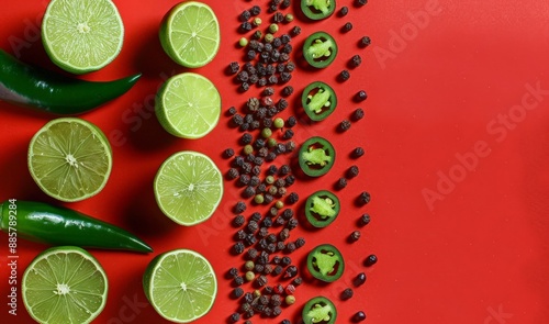 Lime and chili pepper backg...