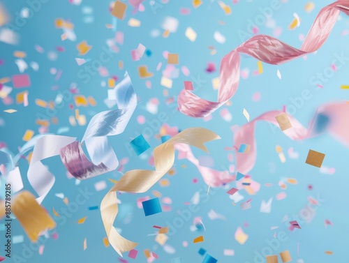 Multicolored confetti float...