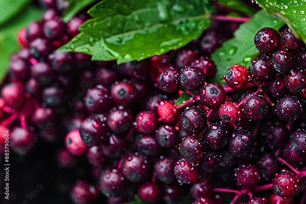 Close-Up of Dewy Purple Berries - Realistic Photo Close-Up of Dewy Purple Berries - Realistic Photo