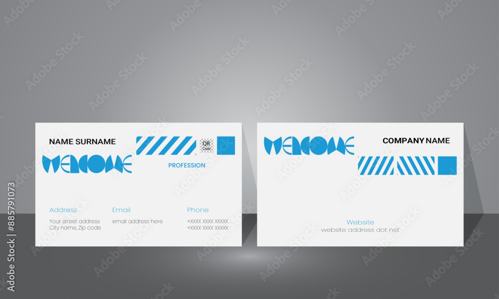 Fototapeta premium Own a creative customized business card with an abstract shape, a background with many rectangle shapes