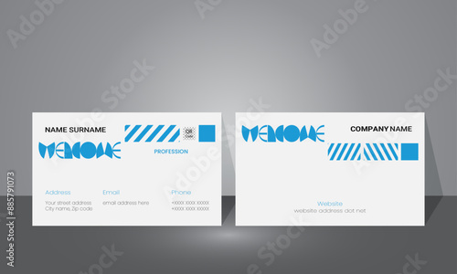 Own a creative customized business card with an abstract shape, a background with many rectangle shapes