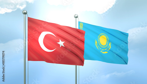 Turkey and Kazakhstan Flag Together A Concept of Relations