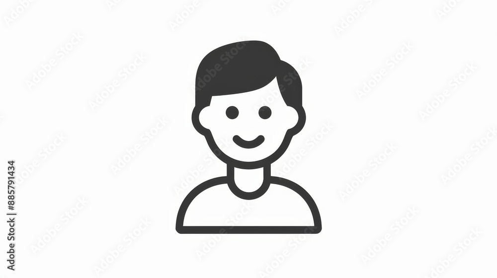 Simple Minimalist Avatar Icon of a Smiling Male Character Simple Minimalist Avatar Icon of a Smiling Male Character