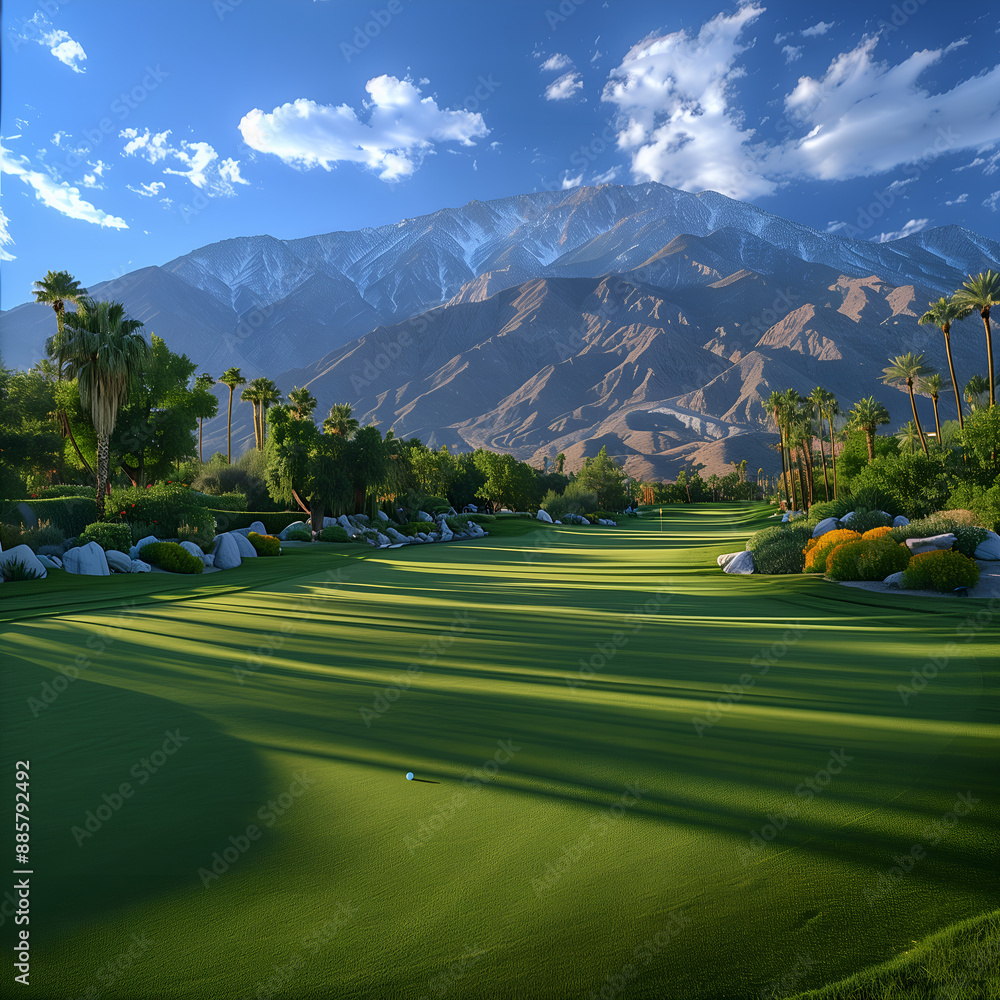 Panoramic View of Palm Springs Golf Course