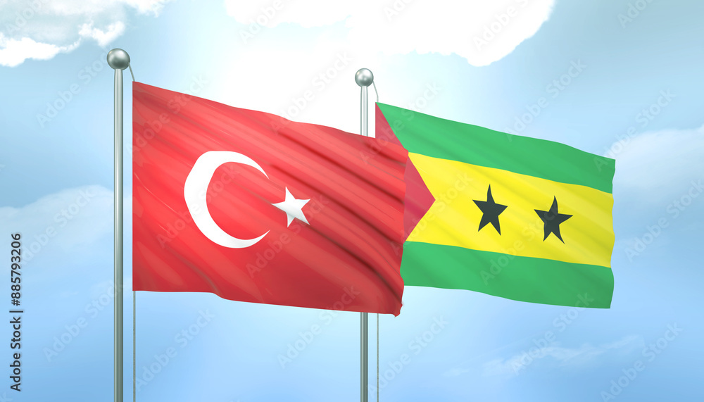Turkey and Sao Tome Flag Together A Concept of Relations Turkey and Sao Tome Flag Together A Concept of Relations