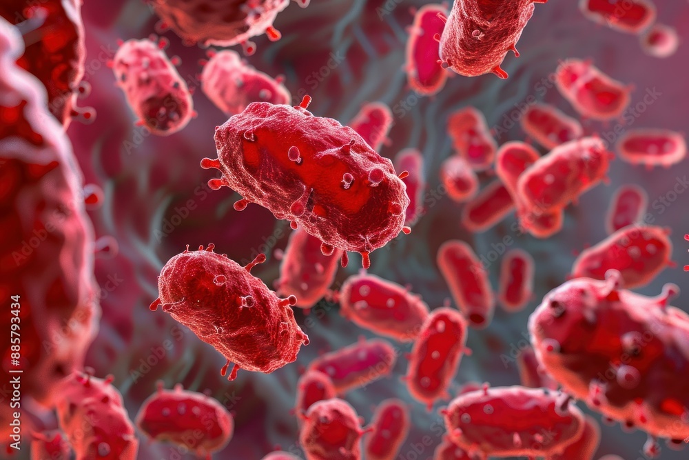 Illustration of acinetobacter baumannii bacteria in close up 3d rendering. A microscopic bacterium with antibiotic resistance causing infection in healthcare settings. Hospitals Illustration of acinetobacter baumannii bacteria in close up 3d rendering. A microscopic bacterium with antibiotic resistance causing infection in healthcare settings. Hospitals
