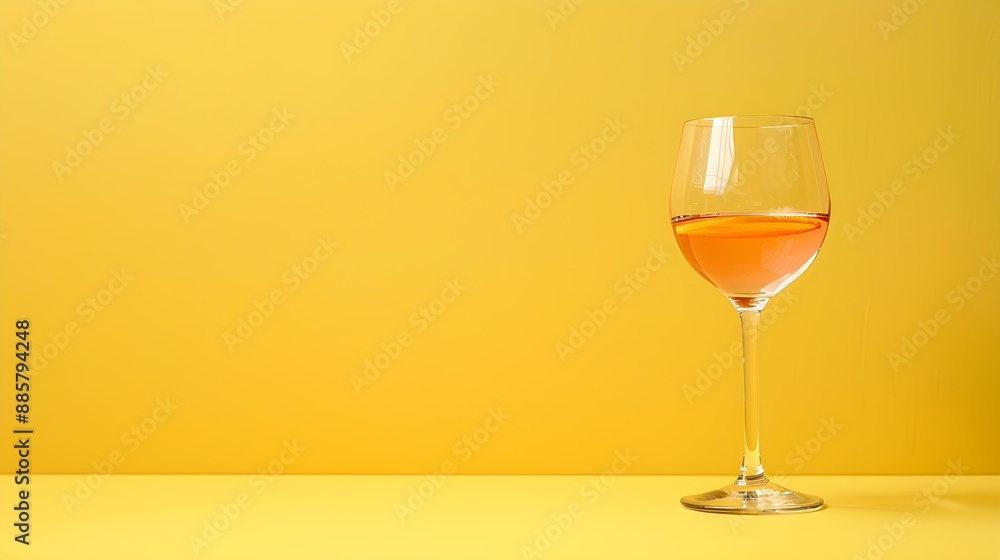Rose Gold Summer Drink on a yellow Background with Sunlight and Shadows Rose Gold Summer Drink on a yellow Background with Sunlight and Shadows