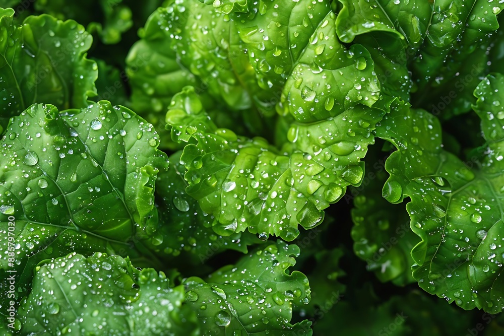 Green Leaf with Dew Drops - Macro Photography Green Leaf with Dew Drops - Macro Photography