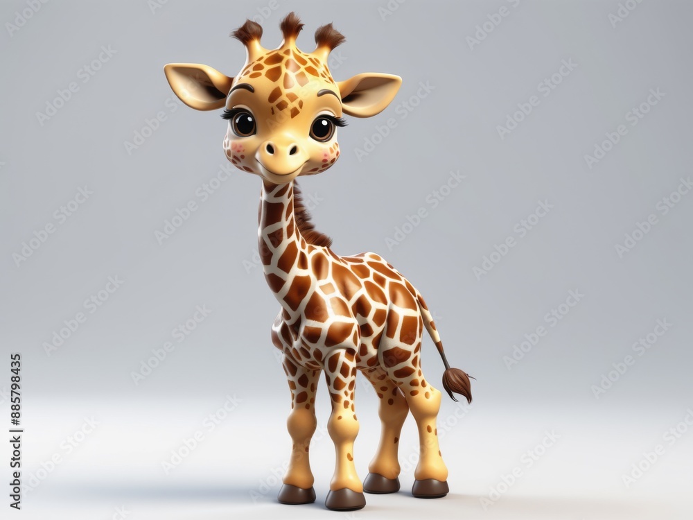 Obraz premium cute 3d baby giraffe isolated on white background.