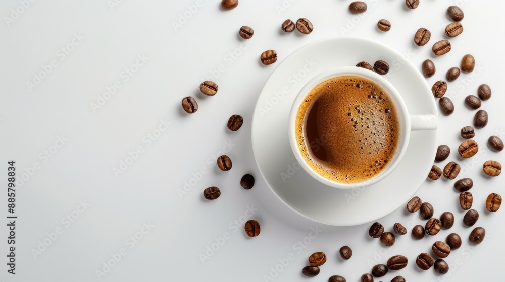 Cup of Coffee with Scattered Beans Cup of Coffee with Scattered Beans