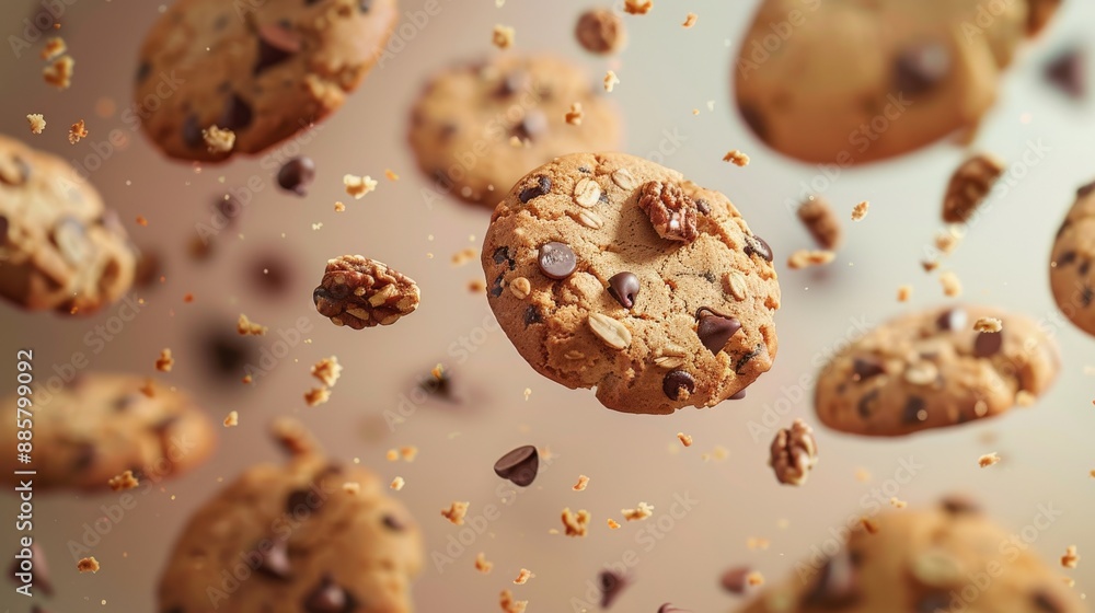 Floating Sweet Biscuits and Chocolate Nut Cookies Floating Sweet Biscuits and Chocolate Nut Cookies