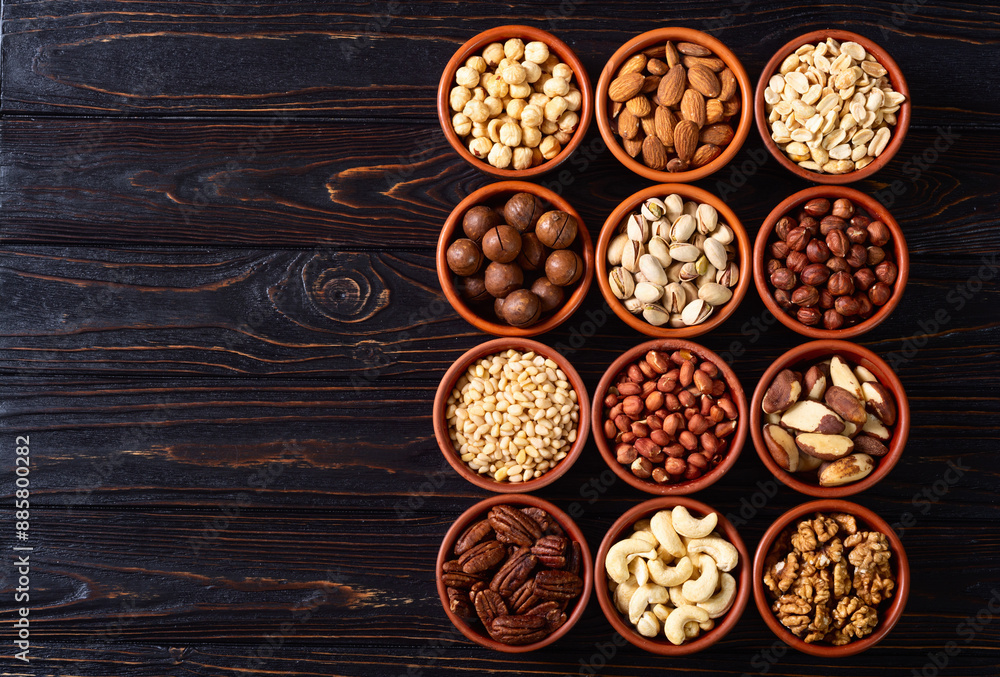 Mix of nuts in bowl . Food background Mix of nuts in bowl . Food background