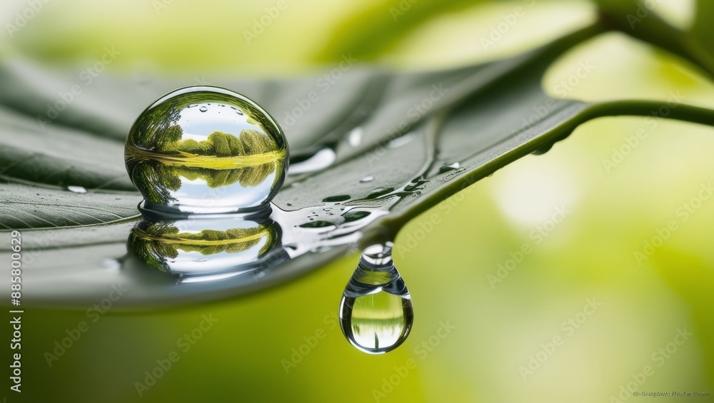 dew drops on fresh green leaves with macro background. dew drops on fresh green leaves with macro background.
