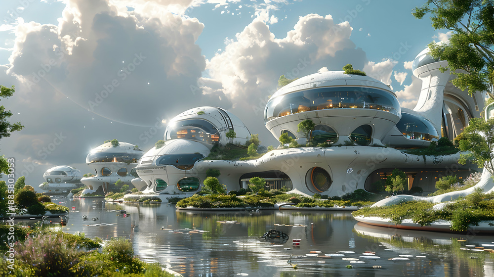 A futuristic solar planet with floating islands and advanced technology for sustainable living A futuristic solar planet with floating islands and advanced technology for sustainable living