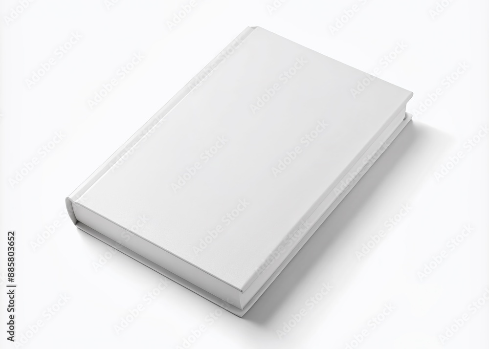 Empty blank white book cover mockup isolated on pure white background with subtle shadows, perfect for design, text and image overlay or insertion. Empty blank white book cover mockup isolated on pure white background with subtle shadows, perfect for design, text and image overlay or insertion.