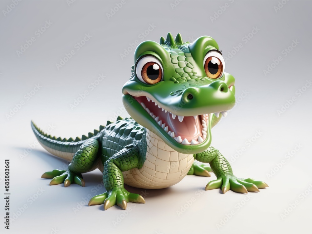 cute 3d baby crocodile isolated on white background. cute 3d baby crocodile isolated on white background.