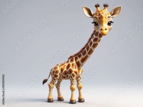 cute 3d baby giraffe isolated on white background. photo