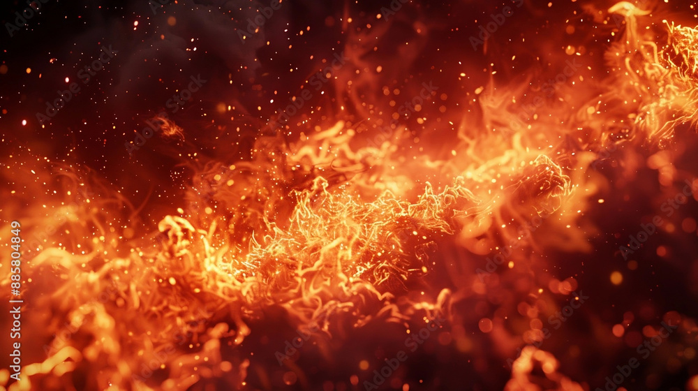 Naklejka premium Intense Flames and Sparks in Fiery Scene