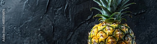 Closeup of a Pineapple on a Dark Background -  Photo
