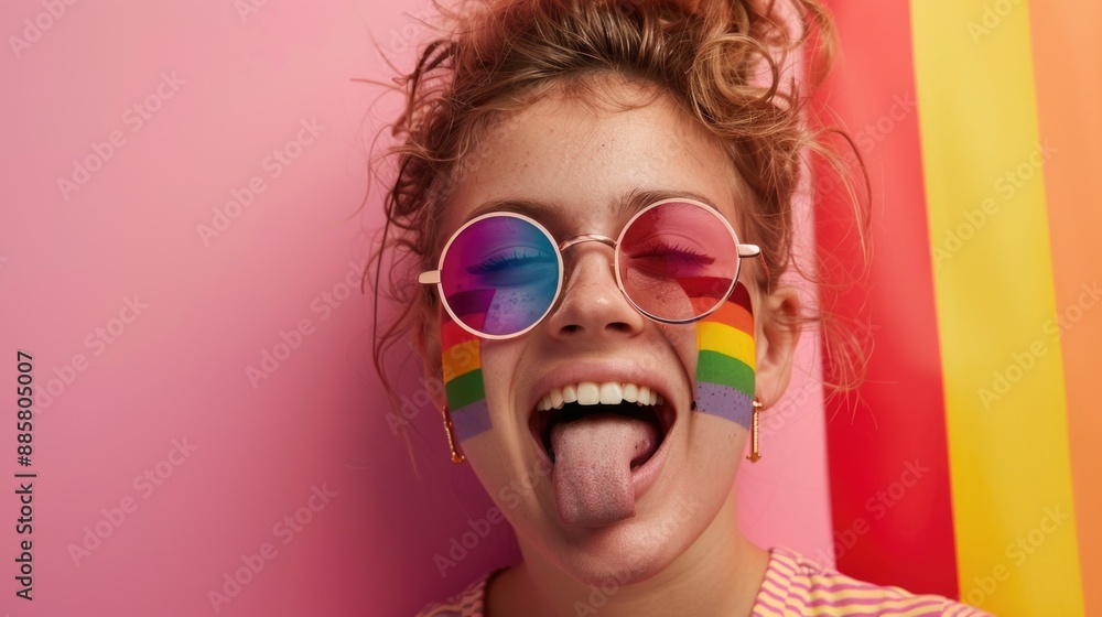 A young girl with a vibrant rainbow painted on her face, perfect for use in children's activities or art-themed projects A young girl with a vibrant rainbow painted on her face, perfect for use in children's activities or art-themed projects