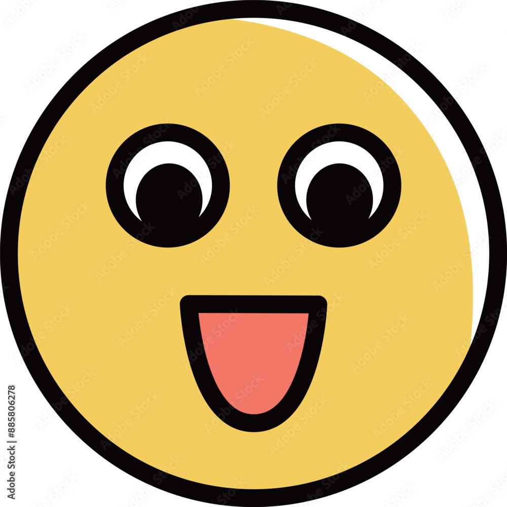 Expressive emoji icon looking down and smiling. Vector illustration isolated on a white background. Expressive emoji icon looking down and smiling. Vector illustration isolated on a white background.