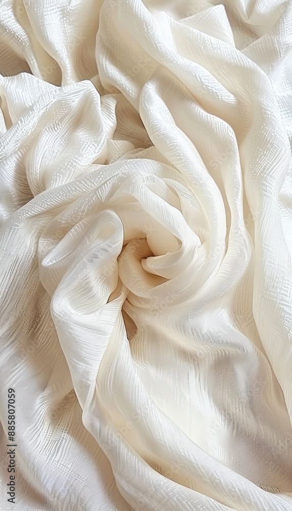 Flowing Off-White Fabric Texture Background with Delicate Crinkles and Organic Waves of Soft Cloth Flowing Off-White Fabric Texture Background with Delicate Crinkles and Organic Waves of Soft Cloth