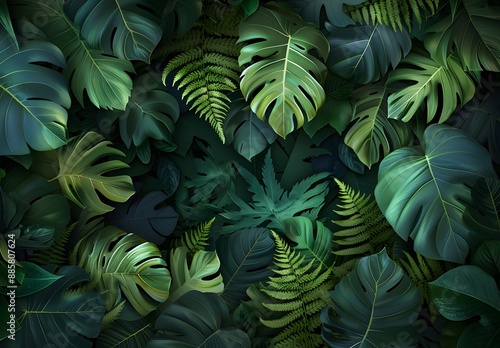 Wallpaper Mural Tropical Rainforest Lush Green Leaf Pattern Torontodigital.ca