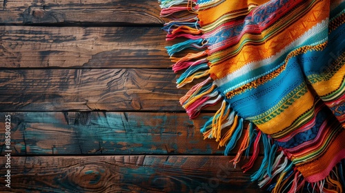 Wallpaper Mural Serape on the maple wood desk with food mexican, Hispanic Heritage Month Torontodigital.ca