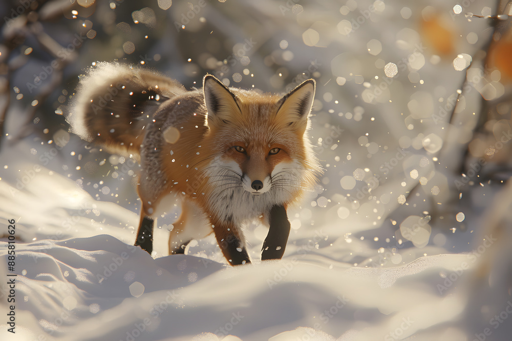 Fototapeta premium Red Fox in Winter Wonderland
