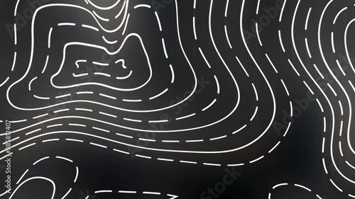 contours Geographic mountain topography vector illustration, Topographic pattern texture, Map on land vector terrain. Elevation graphic contour height lines, Topographic map, 4k animation background