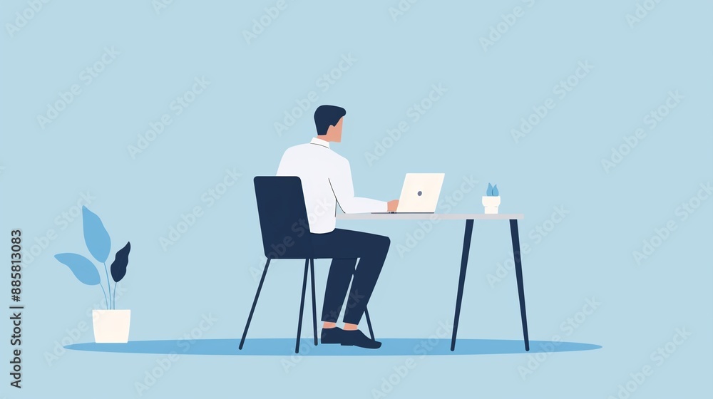Pure dedication to employment, an employee passionately engaged in their work, illustrating the fundamental matter of career and purpose, flat design illustration Pure dedication to employment, an employee passionately engaged in their work, illustrating the fundamental matter of career and purpose, flat design illustration