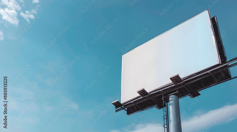 Blank Billboard Mockup with Blue Sky Background Blank Billboard Mockup with Blue Sky Background