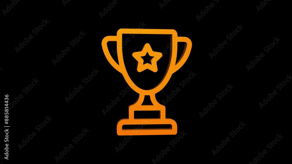 Trophy Icon 3D Animation With Black Background Trophy Icon 3D Animation With Black Background