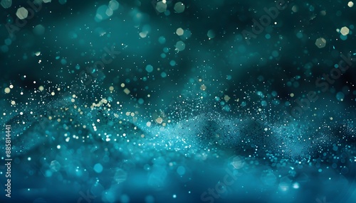 Abstract Blue Green Cosmic Background with Glitter Dust