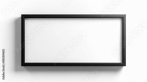 Sleek Minimalist Black Frame on White Wall Modern Design Concept Stock Image with Clean Lines and Elegant Shadow Detail