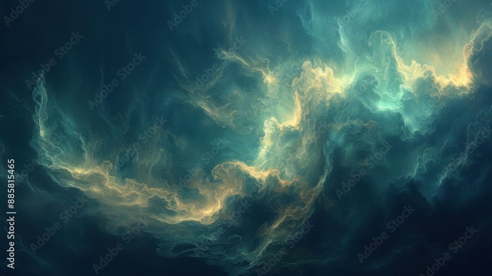 Fractal image with a blue and green color scheme. AI. Fractal image with a blue and green color scheme. AI.