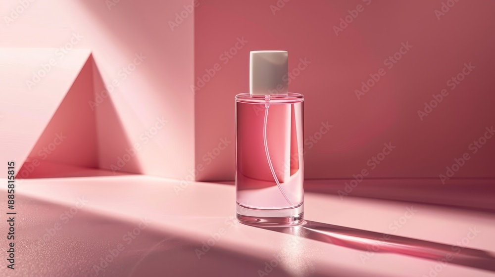 Chic Elegance Minimalist Perfume Bottle with Soft Pink Background Canon EOS R5 Stock Image Chic Elegance Minimalist Perfume Bottle with Soft Pink Background Canon EOS R5 Stock Image