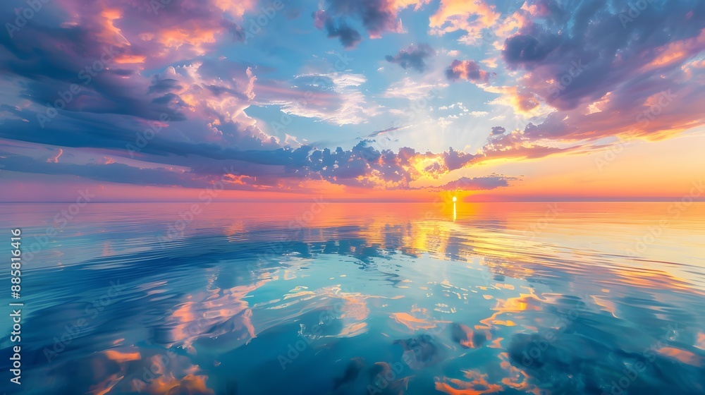 Lake Michigan Sunset with Calm Waters Lake Michigan Sunset with Calm Waters