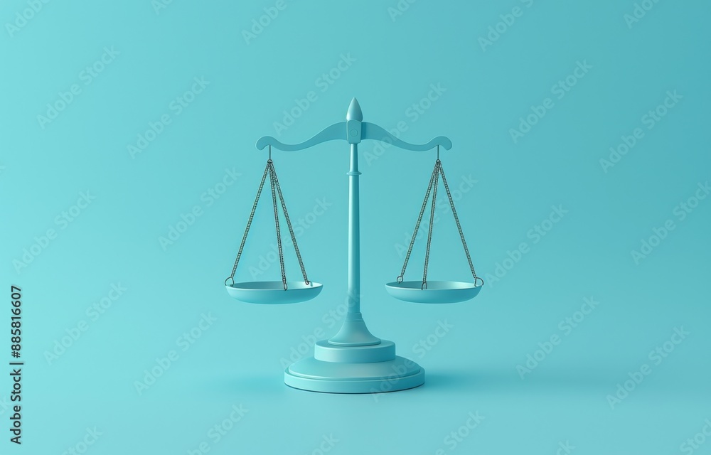 Scales of Justice on Blue Background. Minimalist Law and Justice Concept. Scales of Justice on Blue Background. Minimalist Law and Justice Concept.