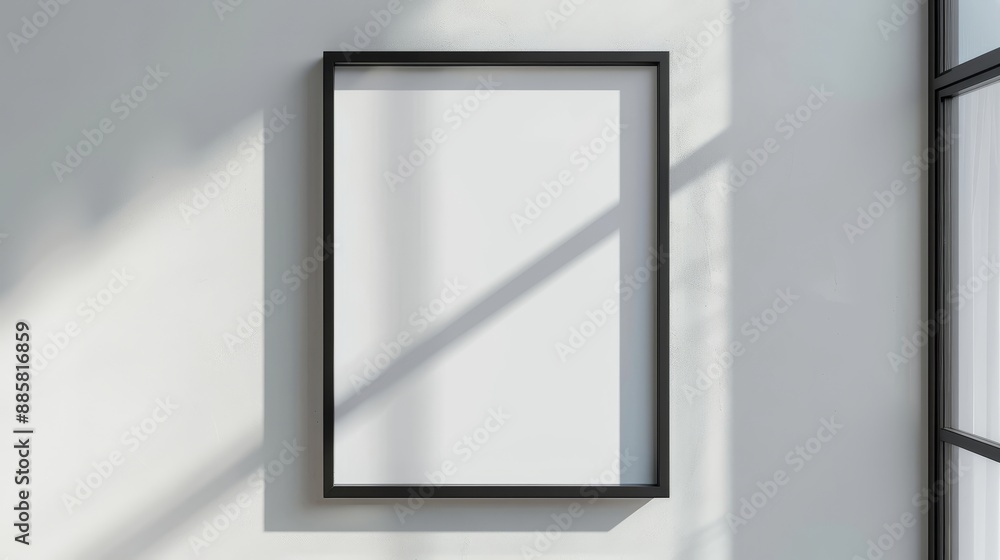 Sleek and Stylish Black Frame on White Wall Modern Design Element for Stock Images Sleek and Stylish Black Frame on White Wall Modern Design Element for Stock Images