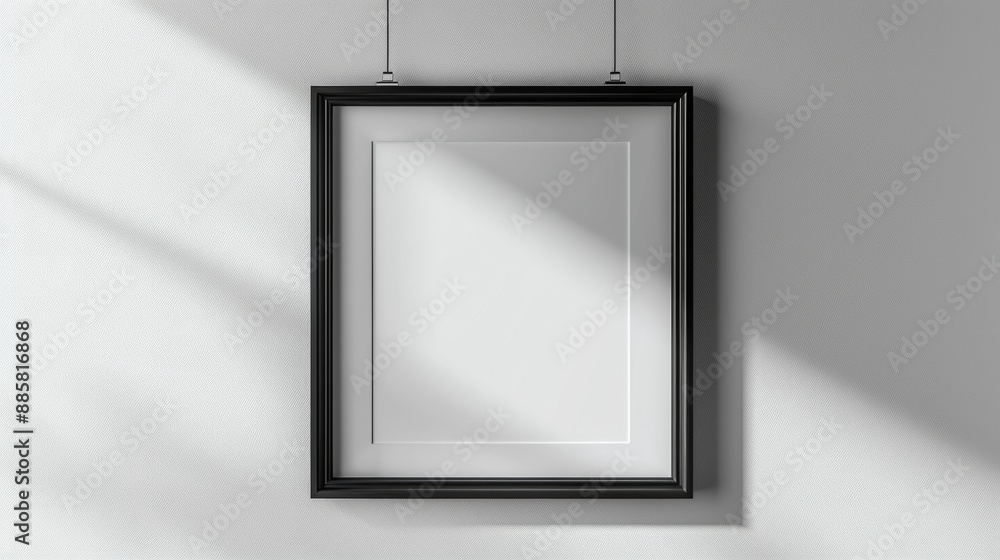 Sleek and Stylish Black Frame on White Wall Modern Design Element for Stock Images Sleek and Stylish Black Frame on White Wall Modern Design Element for Stock Images