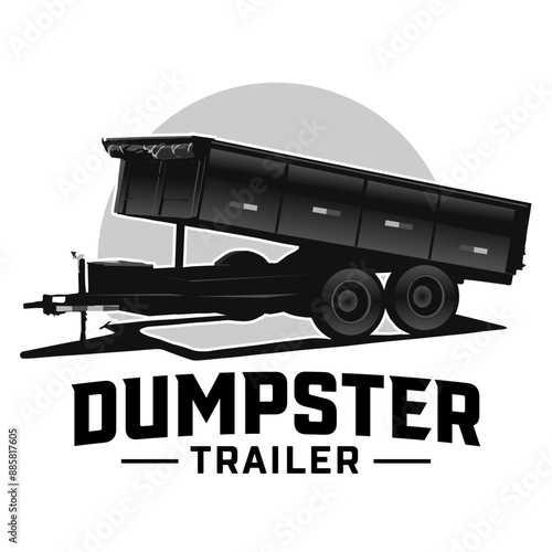 Dumpster Trailer Logo Design Vector Illustration Dump Trailer Clip Art