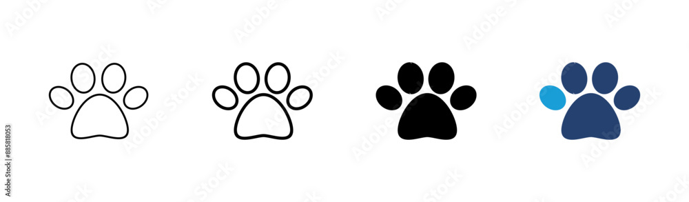 Paw icon set. paw print icon vector. dog or cat paw Paw icon set. paw print icon vector. dog or cat paw